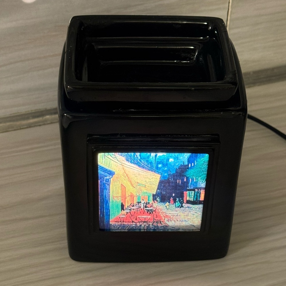 SCENTSY Home Authentic Black Ceramic Full Size Fragrance Wax Warmer VAN GOGH